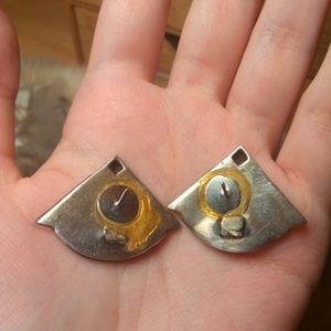 Jewelry - Sterling silver triangle onyx MOP earrings Jewelry - Sterling silver triangle onyx MOP earrings